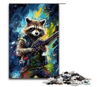 Adults 1000 Piece Jigsaw Puzzle Colourful Raccoon Family Fun Puzzle with Matching Poster And Trivia Sheet 1000 PCS(75x50cm)