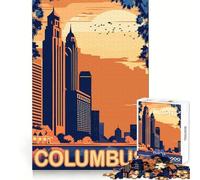Adults 1000 Piece Jigsaw Puzzle Columbus Ohio Precise Cut Art Cognitive Teaser Toy Relax Play Time Xmas Art Display (38x26cm)