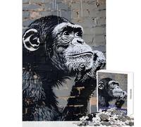 Adults 1000 Piece Jigsaw Puzzle Contemplative Chimp Jigsaw Puzzles 1000 Relaxing Games Secret Santa Gifts Suitable for Couples (38x26cm)