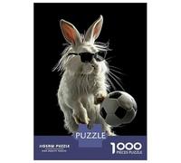 Adults 1000 Piece Jigsaw Puzzle Cool Bunny with Soccer Ball Puzzles for Adults Brain Teaser Game Perfect Decoration Birthday And Unique Gifts 52x38cm/1000pcs