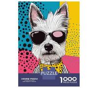 Adults 1000 Piece Jigsaw Puzzle Cool Westie Dog Pop Art Jigsaw Puzzle Brain Teaser Game Presents for Women Difficult And Challenge 70x50cm/1000pcs