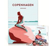 Adults 1000 Piece Jigsaw Puzzle Copenhagen Denmark Poster Precise Cut Art Cognitive Teaser Toy Relax Play Time Xmas Art Display (50x75cm)