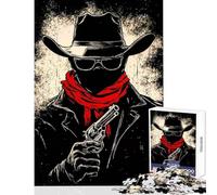 Adults 1000 Piece Jigsaw Puzzle Cowboy with Gun Educational Toy Birthday Gift Impossible Game Improving Love between Couples Size 38x52cm
