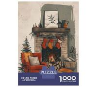 Adults 1000 Piece Jigsaw Puzzle Cozy Fireplace Christmas Scene Jigsaws for Adults Brain Teaser Game But Fun And Humorous Difficult And Challenge 70x50cm/1000pcs