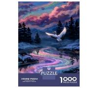 Adults 1000 Piece Jigsaw Puzzle Crane over A Rainbow River Puzzles for Adults Fun Games Perfect Decoration Parent-child Interaction 70x50cm/1000pcs