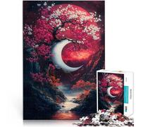 Adults 1000 Piece Jigsaw Puzzle Crescent Moon and Cherry Blossoms Familienaktivität Verbessern Sie das Gedächtnis52x38cm