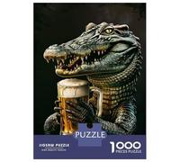 Adults 1000 Piece Jigsaw Puzzle Crocodile Beer Jigsaws for Adults Brain Teaser Game Difficult Hard Unique Gifts for Birthday And Christmas 70x50cm/1000pcs