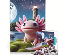 Adults 1000 Piece Jigsaw Puzzle Cute Axolotl by The Sea, Educational Game, Improve Memory, Unique Gifts for Birthday And Christmas 50x75cm