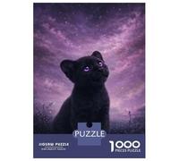 Adults 1000 Piece Jigsaw Puzzle Cute Black Panther Kitten Under Starry Sky Jigsaw Puzzle Brain Teaser Game Presents for Women Difficult And Challenge 70x50cm/1000pcs