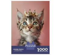Adults 1000 Piece Jigsaw Puzzle Cute Cat Pastel Crown Puzzles for Adults Toy Wall Decor Difficult Hard Difficult And Challenge 70x50cm/1000pcs