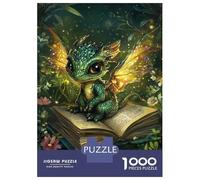 Adults 1000 Piece Jigsaw Puzzle Cute Dragon Reads Book-1 Jigsaw for Adults Brain Teaser Game Staycation Kill Time Parent-child Interaction 70x50cm/1000pcs