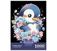 Adults 1000 Piece Jigsaw Puzzle Cute Floral Penguin Lovers Jigsaw Puzzle Brain Teaser Game Presents for Women Difficult And Challenge 70x50cm/1000pcs