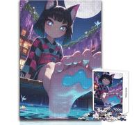 Adults 1000 Piece Jigsaw Puzzle Cute Fox Girl Water Ideal for Cozy Downtime Fine Precision Die Cut Play Toy Size 50x75cm