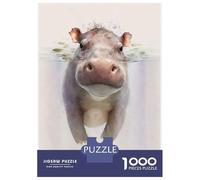 Adults 1000 Piece Jigsaw Puzzle Cute Hippo Baby Painting Jigsaws for Adults Brain Teaser Game Difficult Hard Unique Gifts for Birthday And Christmas 38x26cm/1000pcs