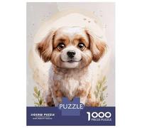 Adults 1000 Piece Jigsaw Puzzle Cute Puppy Watercolor Jigsaws for Adults Brain Teaser Game Difficult Hard Unique Gifts for Birthday And Christmas 52x38cm/1000pcs