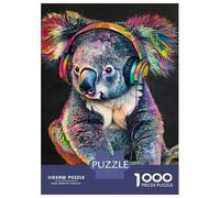 Adults 1000 Piece Jigsaw Puzzle Cute Raccoon Listening M Puzzles for Adults Brain Teaser Game Perfect Decoration Birthday And Unique Gifts 38x26cm/1000pcs