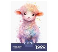 Adults 1000 Piece Jigsaw Puzzle Cute Watercolor Baby Sheep Jigsaw Puzzle Brain Teaser Game Presents for Women Difficult And Challenge 38x26cm/1000pcs