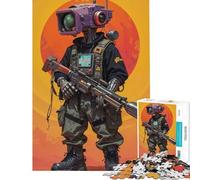 Adults 1000 Piece Jigsaw Puzzle Cyberpunk Soldier with Camera Head Toy Intellectual Game Impossible Game Learning Educational Secret Santa Gifts (Size 50x75cm)