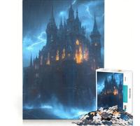 Adults 1000 Piece Jigsaw Puzzle Dark Castle in Storm, DIY Toys, Hand Speed Race, with Fully Interlocking Randomly Shaped Pieces 50x75cm
