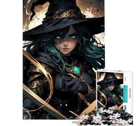 Adults 1000 Piece Jigsaw Puzzle Dark Witch with Swords Difficult And Challenge Family Activities Practical Game for Age 14+ Game (50x75cm)