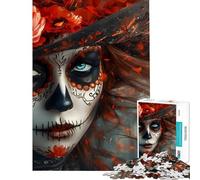 Adults 1000 Piece Jigsaw Puzzle Day of The Dead Woman Portrait Fun at Home Activities, Difficult Challenge Home Decoration Toys for And 14 Years And over (38x26cm)