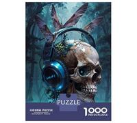 Adults 1000 Piece Jigsaw Puzzle Death Moth Skull Music Jigsaws for Adults Brain Teaser Game Difficult Hard Unique Gifts for Birthday And Christmas 38x26cm/1000pcs