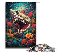 Adults 1000 Piece Jigsaw Puzzle Deep Sea Colorful Psychedelic Monsters Family Fun Puzzle with Matching Poster And Trivia Sheet 1000 PCS(38x26cm)