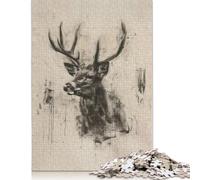 Adults 1000 Piece Jigsaw Puzzle Deer In Charcoal Art Jigsaws 1000 Pieces Learning Educational Puzzle 1000pcs (75x50cm)