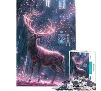 Adults 1000 Piece Jigsaw Puzzle Deer in Magical Church Educational Challenge A Work of Art Anti-Stress Toys for Ages 14 And over (50x75cm)