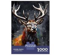Adults 1000 Piece Jigsaw Puzzle Deer Oil Paint Portrait Puzzles for Adults Toy Wall Decor Difficult Hard Difficult And Challenge 38x26cm/1000pcs