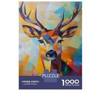 Adults 1000 Piece Jigsaw Puzzle Deer Oil Painting Puzzles for Adults Fun Games Perfect Decoration Parent-child Interaction 38x26cm/1000pcs