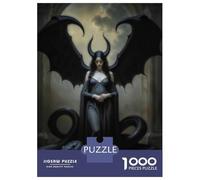Adults 1000 Piece Jigsaw Puzzle Demonic Lilith, Dark Angel with Dragon Wings Jigsaws for Adults Brain Teaser Game Difficult Hard Unique Gifts for Birthday And Christmas 52x38cm/1000pcs