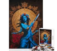 Adults 1000 Piece Jigsaw Puzzle Divine Kali Goddess with Knife Educational Toy Birthday Gift Impossible Game Improving Love between Couples Size 50x75cm