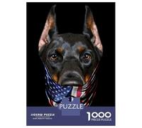 Adults 1000 Piece Jigsaw Puzzle Doberman USA Patriot Puzzles for Adults Brain Teaser Game Perfect Decoration Birthday And Unique Gifts 70x50cm/1000pcs