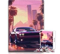 Adults 1000 Piece Jigsaw Puzzle Dodge Challenger Hellcat Unique Challenge Game Hand Speed Race Educational Toy Size 38x26cm