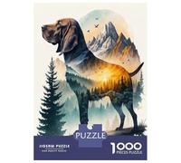 Adults 1000 Piece Jigsaw Puzzle Dog with Mountain Landscape Double Exposure Jigsaws for Adults Anti-Stress Toys Pattern Assembly for Is Ideal As A Gift 70x50cm/1000pcs