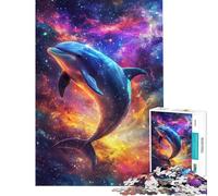 Adults 1000 Piece Jigsaw Puzzle Dolphin in The Cosmos Jigsaw Puzzles for Adults Birthday Present Educational Challenge Family Fun & Game Night (Size 50x75cm)