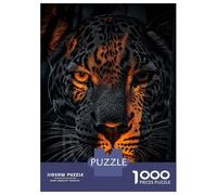 Adults 1000 Piece Jigsaw Puzzle Dramatic Leopard Portrait with Orange Highlights Jigsaws for Adults Anti-Stress Toys Pattern Assembly for Is Ideal As A Gift 70x50cm/1000pcs