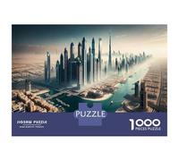 Adults 1000 Piece Jigsaw Puzzle Dubai Cityscape with Skyscrapers Puzzles for Adults Fun Games Perfect Decoration Parent-child Interaction 70x50cm/1000pcs