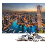 Adults 1000 Piece Jigsaw Puzzle Dubai Marina Night UAE Wooden Puzzles for Adults Educational Game for Adult Teenagers 1000pcs (75x50cm)
