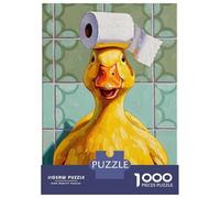 Adults 1000 Piece Jigsaw Puzzle Duck with Toilet Paper on Head Jigsaw Puzzle Brain Teaser Game Presents for Women Difficult And Challenge 52x38cm/1000pcs