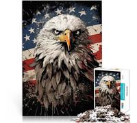 Adults 1000 Piece Jigsaw Puzzle Eagle American Flag Lernspielzeug für die ganze Familie Ein Kunstwerk52x38cm