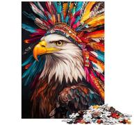 Adults 1000 Piece Jigsaw Puzzle Eagle Headdress Majesty Puzzle For Teenagers Precision Cutting Train Your Brain And Hands Learning Educational Toys (75x50cm/1000pcs)