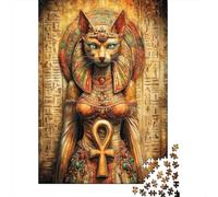 Adults 1000 Piece Jigsaw Puzzle Egyptian Cat Statue Decor Jigsaws for Adults Fun Games Wall Decoration Unique Gifts for Birthday And Christmas 38x26cm/1000pcs