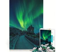 Adults 1000 Piece Jigsaw Puzzle Eilean Donan Castle Aurora, Family Game, Difficult And Challenge, Unique Birthday And Gifts 38x26cm