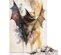 Adults 1000 Piece Jigsaw Puzzle Elegant Bat in Watercolor Puzzles for Adults & Teenager Brain Teaser Puzzle 300pcs (40x28cm)