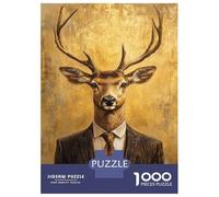 Adults 1000 Piece Jigsaw Puzzle Elegant Deer Gentleman Puzzles for Adults Fun Games Perfect Decoration Parent-child Interaction 52x38cm/1000pcs