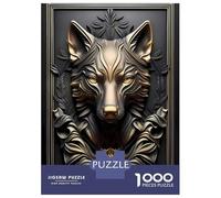 Adults 1000 Piece Jigsaw Puzzle Epic Golden Wolf Statue Jigsaw Puzzle Brain Teaser Game Presents for Women Difficult And Challenge 38x26cm/1000pcs