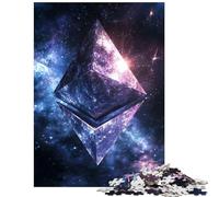 Adults 1000 Piece Jigsaw Puzzle Ethereum Symbol in Space for Birthday, Chrismas Stress Reliever Brain Teaser Game for And from 14 Years And over (38x52cm)