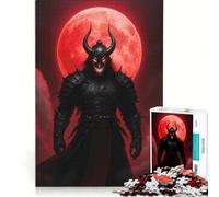 Adults 1000 Piece Jigsaw Puzzle Evil Warrior with Red Moon, Family Game, Difficult And Challenge, Unique Birthday And Gifts 38x52cm